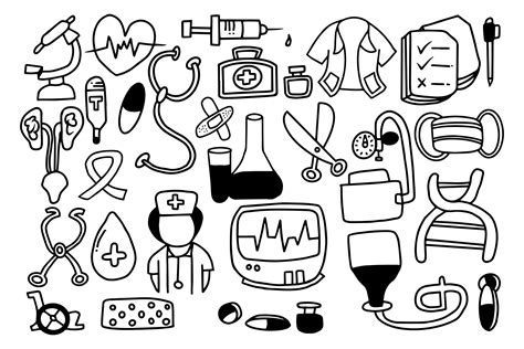 Hand Drawn Medical Tool Vector Doodle Graphic By Sabavector Creative