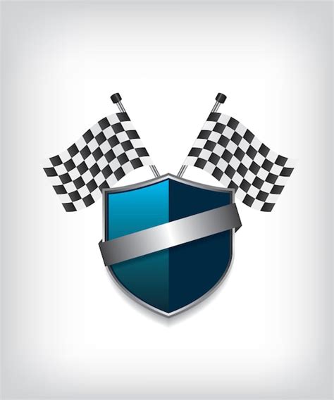 Premium Vector | Racing flags and blue shield