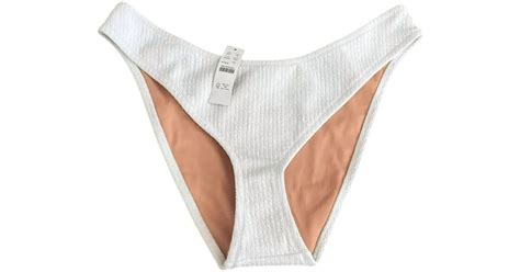 J Crew Textured Curved Waist Bikini Bottom In White Lyst