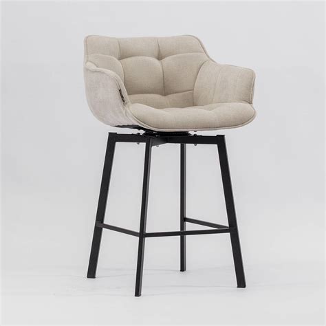 Стул Авиано полубарный вращающийся бежевая ткань ножки черные | DeepHouse