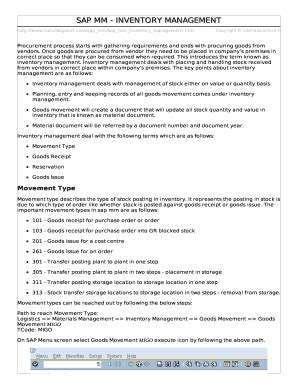 Fillable Online SAP MM INVENTORY MANAGEMENT Fax Email Print PdfFiller