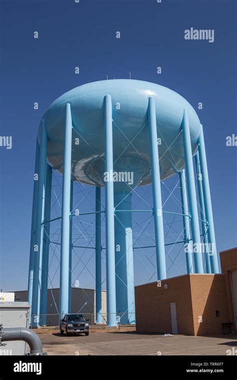 A Blue Water Tower In Amarillo Texas Stock Photo Alamy