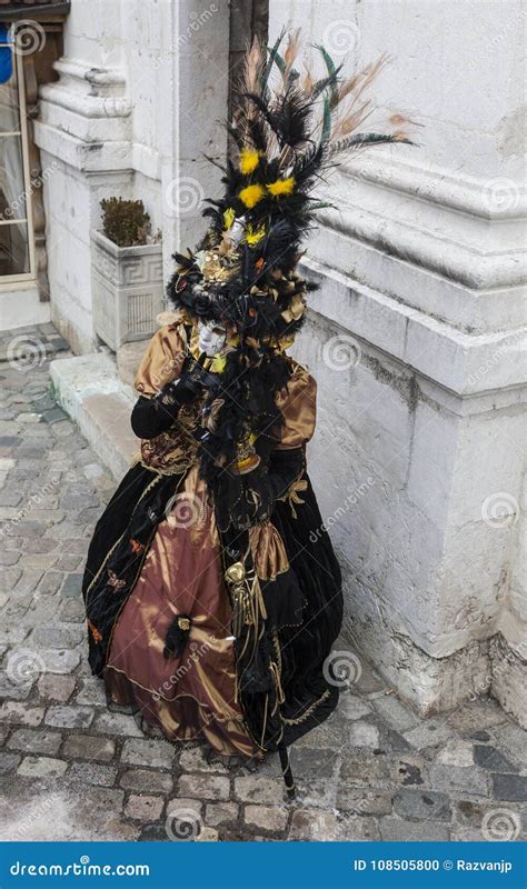 Disguised Person Annecy Venetian Carnival 2013 Editorial Image