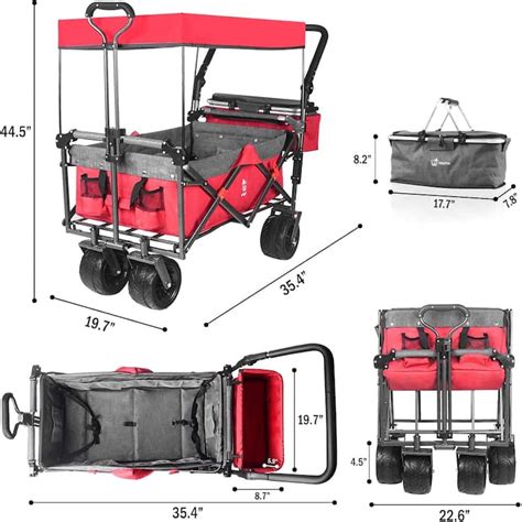 Deluxe 143L Collapsible Wagon with Removable Canopy & Cooler Bag - All