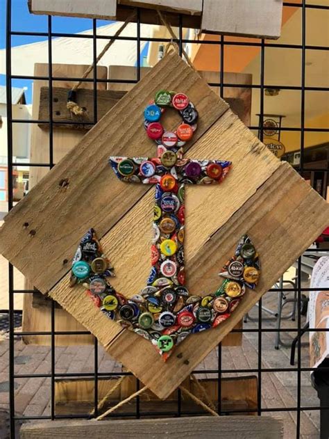 Anchor Beer Cap Art, Colorful Unique Wall Art. Gorgeous Wall Beer ...