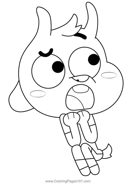 Chi Chi Scared Gumball Coloring Page for Kids - Free The Amazing World of Gumball Printable ...