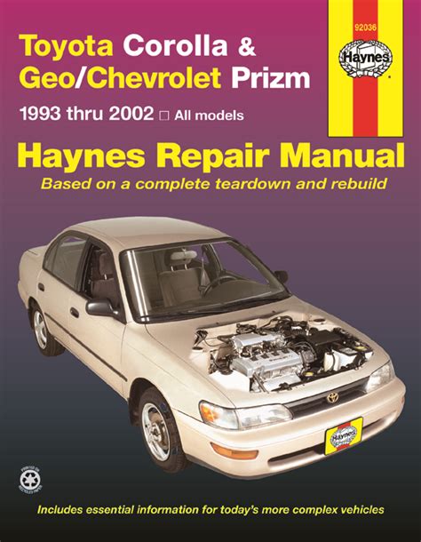 Toyota Corolla 1993 2002 Haynes Repair Manuals Guides