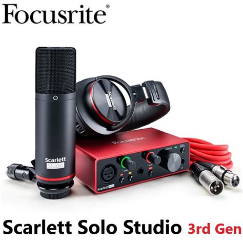 Focusrite Scarlett 솔로 스튜디오 녹음 사운드 카드 팩, 2 입력, 2 출력 USB 오디오 인터페이스, 콘덴서 ...