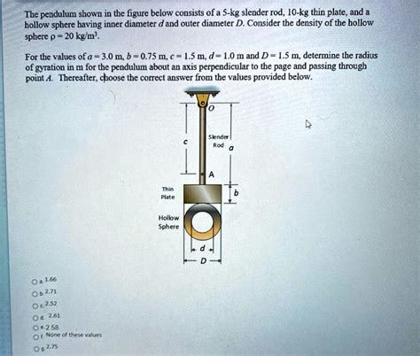 Solved The Pendulum Shown In The Figure Below Consists Of A Kg