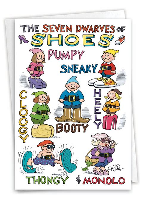 Funny Birthday Greeting Card With Envelope Bday Shoe Dwarves For Him