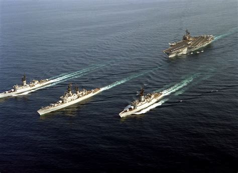 An Aerial Port Bow View Of Various U S Navy Ships Of The Aircraft