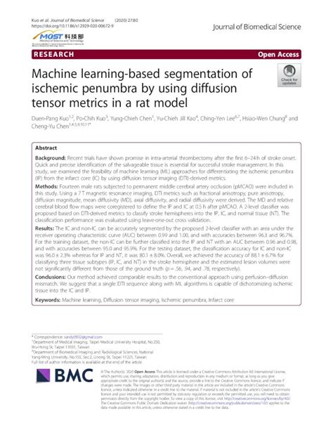 PDF Machine Learning Based Segmentation Of Ischemic Penumbra