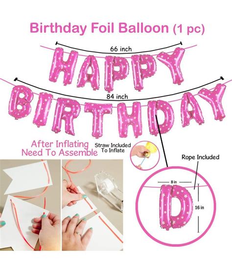 Party Propz Happy Birthday Foil Balloons With Latex Balloon And Helium