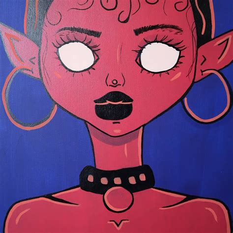 Pretty Devil Lady Acrylic Painting | Etsy