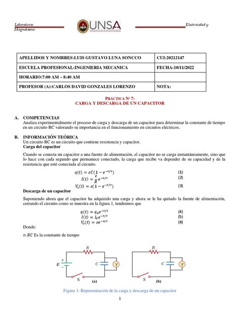 Análisis Del Proceso De Carga Y Descarga De Un Capacitor En Un Circuito