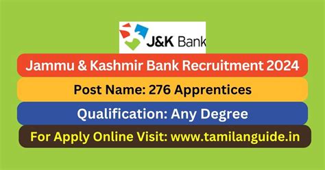 J K Bank Recruitment 2024 276 Apprentices Posts Apply Now