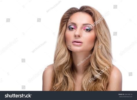 Beautiful Naked Blonde Girl Bright Makeup Stock Photo 284148119 Shutterstock