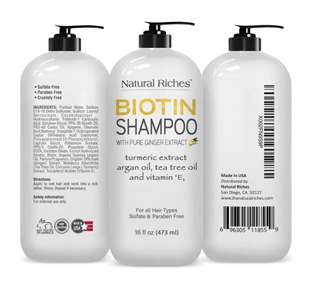 Natural Riches Biotin Shampoo And Conditioner Set W Ginger Turmeric Extract And Keratin For Hair