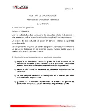 Gesti N De Operaciones Unidad N Funci N De Operaciones Semana