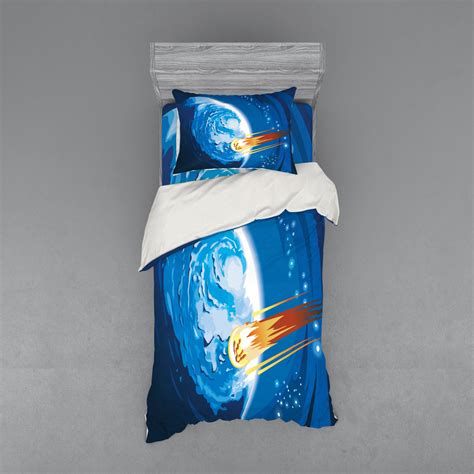 Fantasy Duvet Cover Set Space Comet Rushing To Planet Galaxy Cosmos