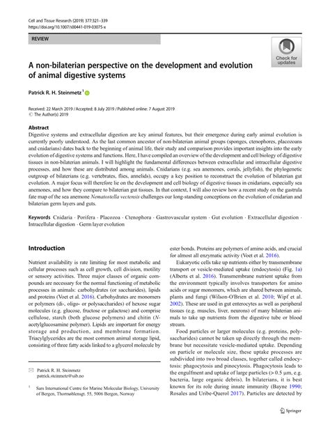 A Non-Bilaterian Perspective on the Development and Evolution of Animal ...