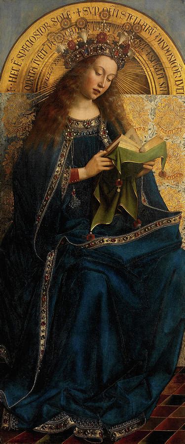 ghent altarpiece virgin mary painting  jan van eyck pixels