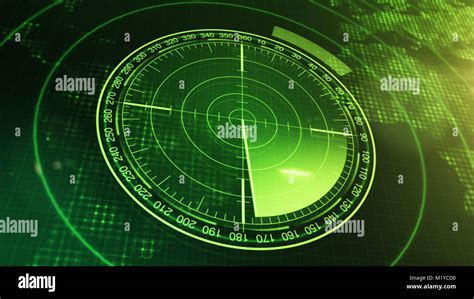 Sonar Screen For Submarines And Ships Radar Sonar With Object On Map