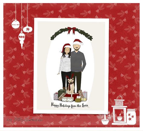 12 Gorgeous, Custom-illustrated Portrait Christmas Cards with your Faces!