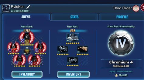 SWGOH Squad Arena 314 To 265Galactic Legend Sith Eternal Emperor