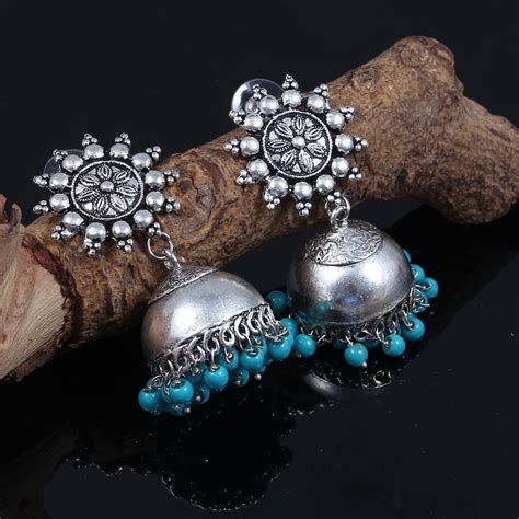 Oxidized German Silver Handmade Traditional Jhumka Jhumki Bollywood