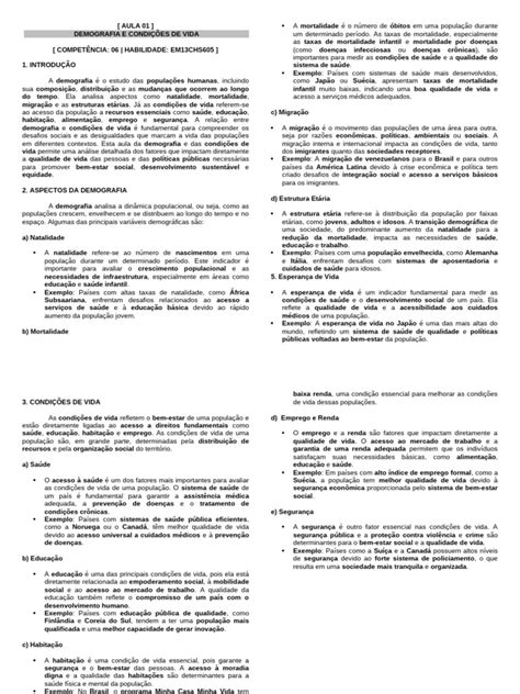 Demografia e Condições de Vida: Análise Essencial | PDF | População ...