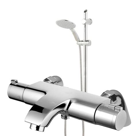 Deck Wall Mounted Thermostatic Chrome Bathroom Bath Shower Mixer Tap