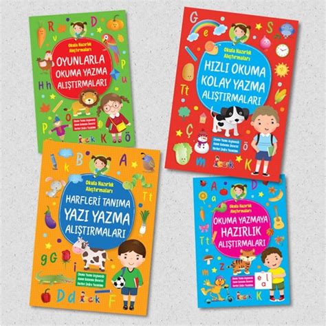 Okula Hazırlık Alıştırmaları Okuma Yazma 4 Kitap Set Kitabı