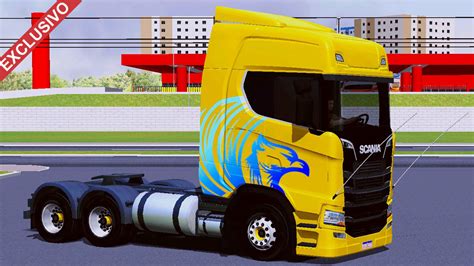 Skin Scania S Amarela Faixa Azul Qualificada Exclusivo Skins