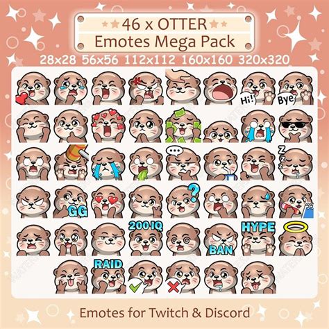 Otter Emotes X 46 For Twitch Discord Emote Otter Twitch Emote Pack