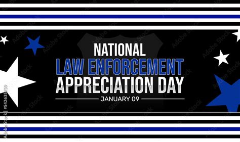 Law Enforecement Appreciation Day Background With Blue And Black Flag Stripes Apprciating