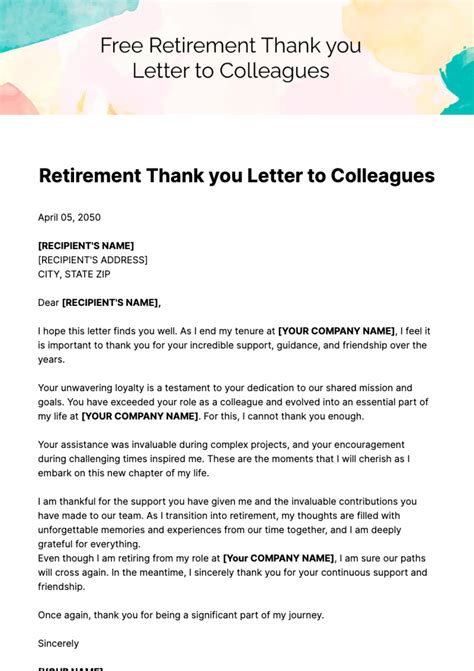 Sample Retirement Thank You Notes