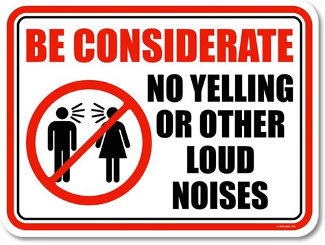 Metal Plate Sign Warning Considerate No Loud Noise Yelling Home Wall