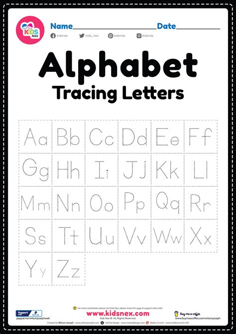 Alphabet worksheets Tracing Letters - Free Printable PDF