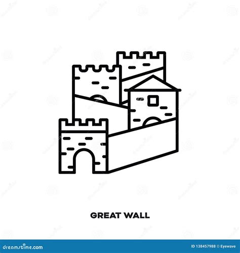 Great Wall of China Vector Line Icon Stock Vector - Illustration of ...
