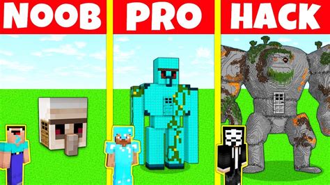 Minecraft Battle Golem Statue House Build Challenge Noob Vs Pro Vs Hacker Animation Youtube