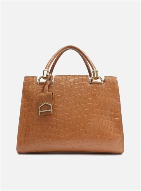 Bolsa Tote Marrom Couro Croco Abbraccio Grande Arezzo