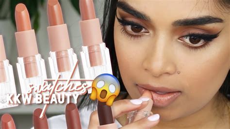 KKW BEAUTY NUDE CRÈME LIPSTICK SWATCHES REVIEW FOR MEDIUM INDIAN