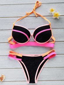 Color Block Underwire Halter Bikini Set In BLACK ZAFUL 2024