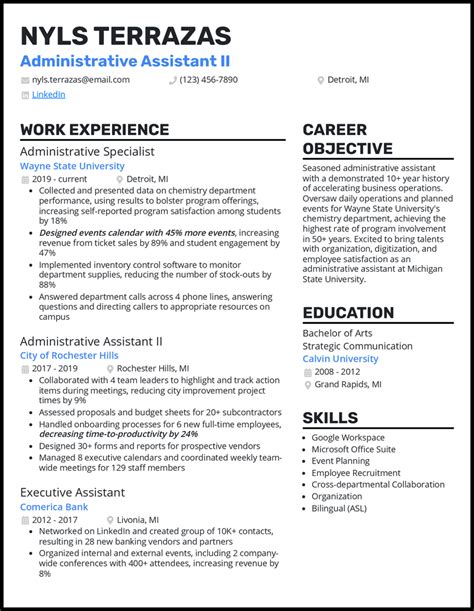 3 Administrative Assistant Ii Resume Examples For 2025