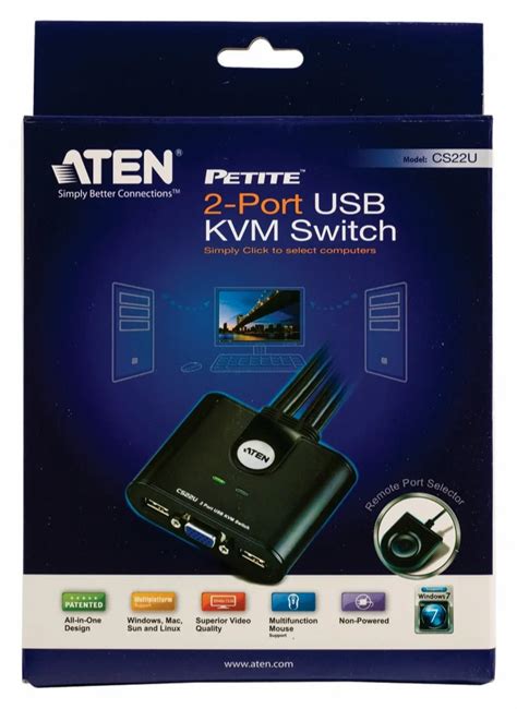 Aten 2 Port KVM Switch CS22U, 0-50 Degreec, 8.24 X 7.01 X 2.46 cm at ...