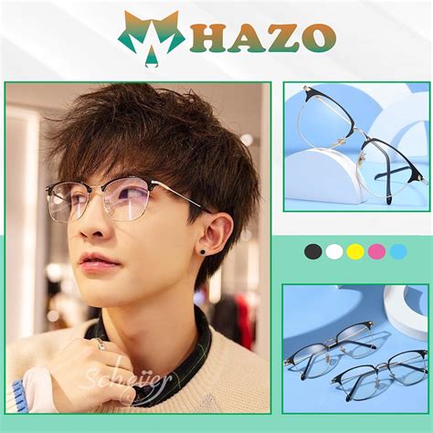 Mắt Kính Gọng Cận Form Vuông Kim Loại Hot Trend Cá Tính Hazo Shopee Việt Nam