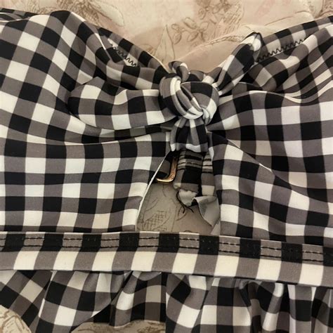 Black And White Gingham Bikini Set Great Condition Depop