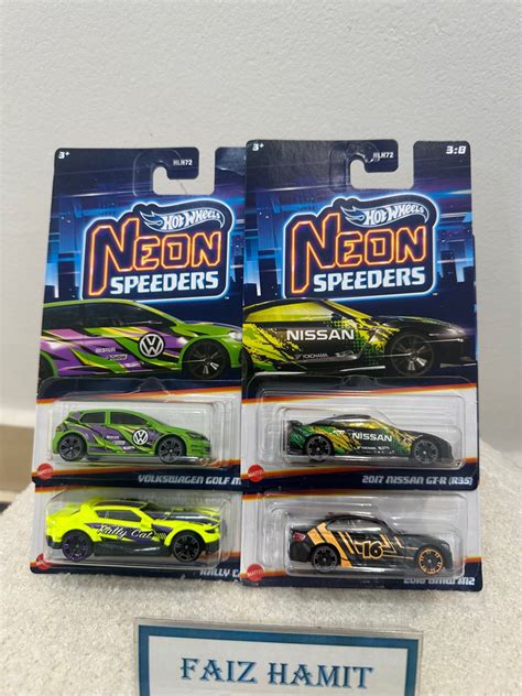 Hot Wheels Neon Speeders Nissan GTR35 BMW M2 Rally Cat Volkswagen Golf Hobbies Toys