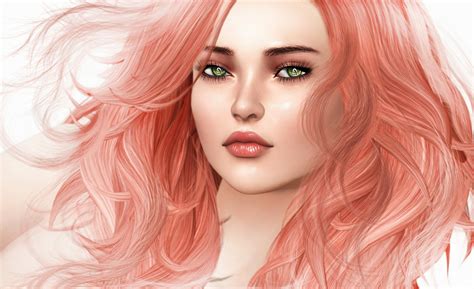 Download Green Eyes Pink Hair Face Fantasy Woman Hd Wallpaper